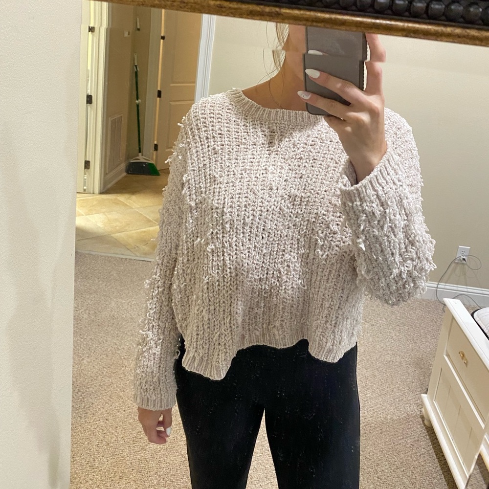 Distressed Cream Sweater